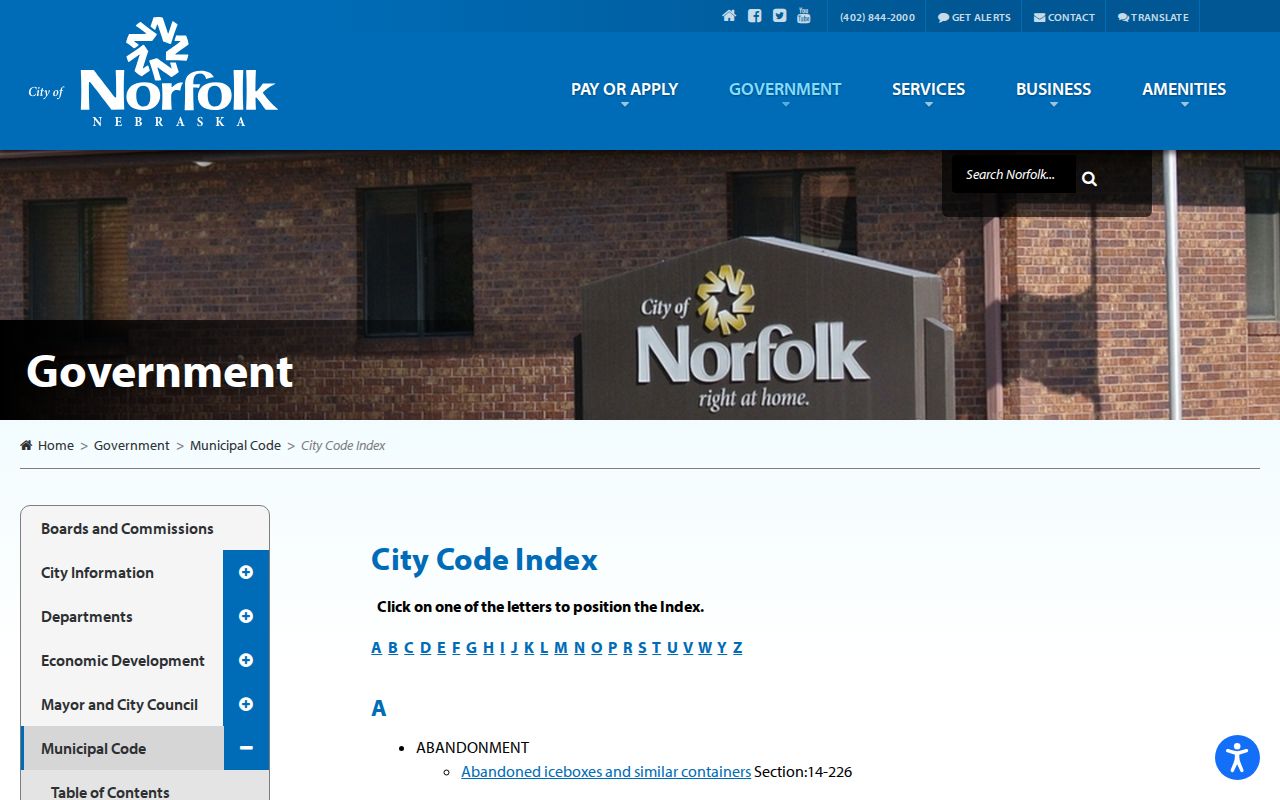 Norfolk court docket municipal code access page
