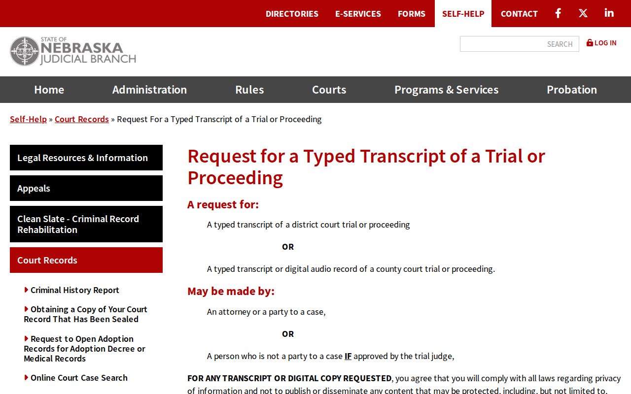 Madison County court records transcript and digital-recording request instructions
