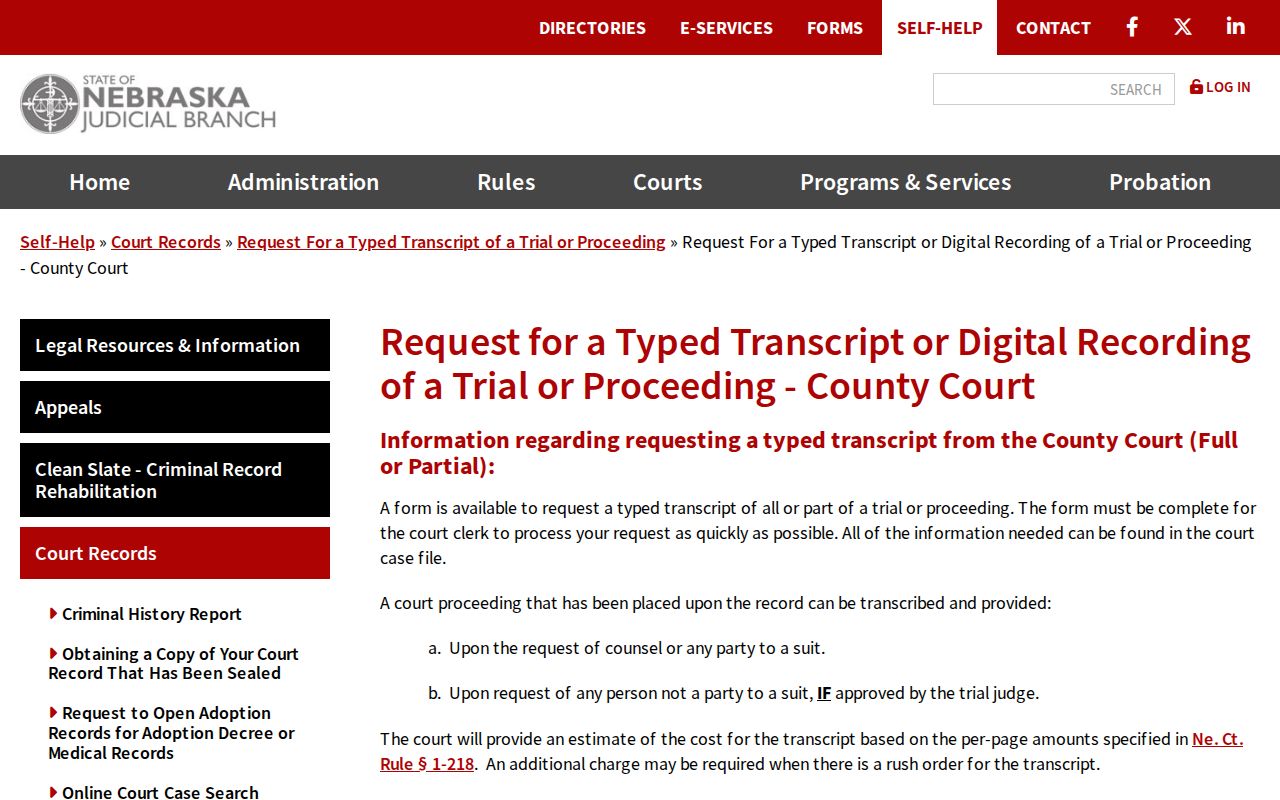 Madison County court records County Court audio and transcript access