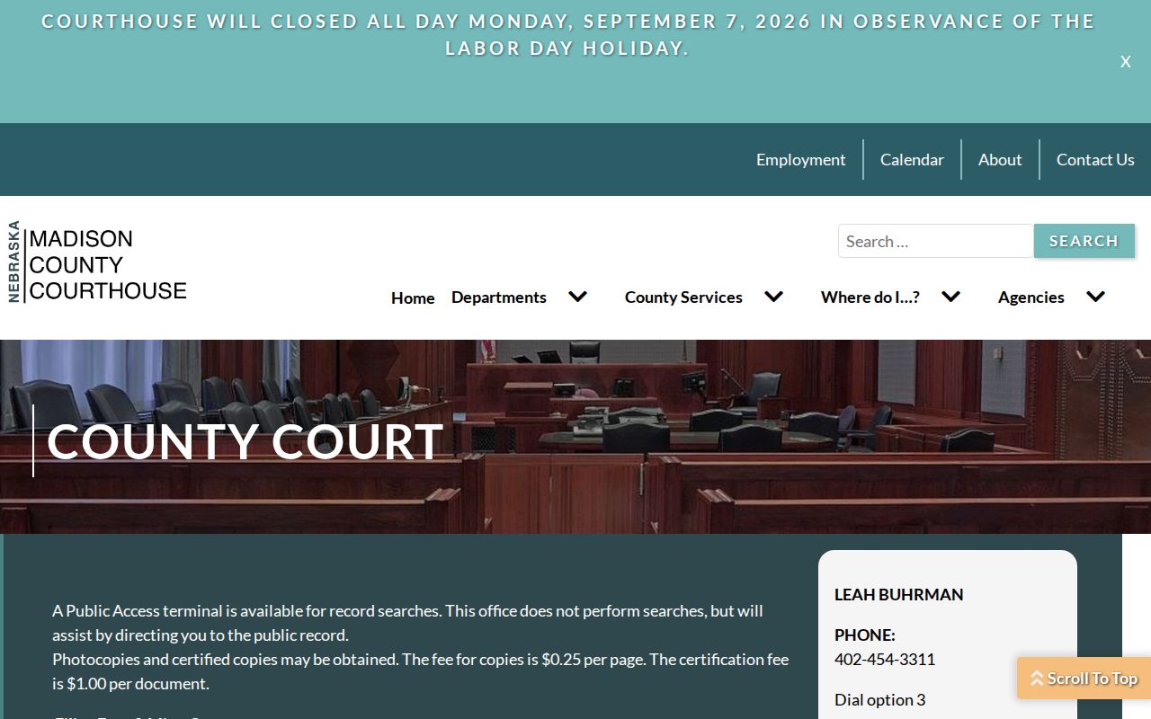 Madison County court docket County Court terminal and copy information