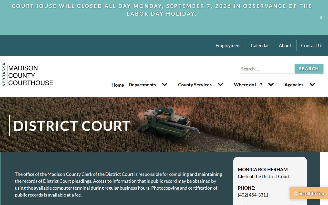 Madison County court docket District Court clerk records information
